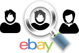 Lupe die Menschen untersucht und mit dem eBay-Logo